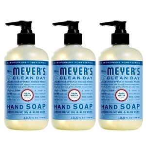NWT MRS. MEYER'S 3 BOTTLES RAIN WATER CLEAN DAY Full Size LIQUID PUMP HAND SOAPS